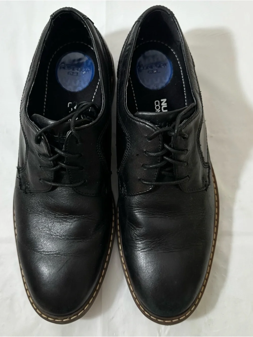 Nunn Bush Black Leather Derby Shoes with Contrasting‎ Brown Welt